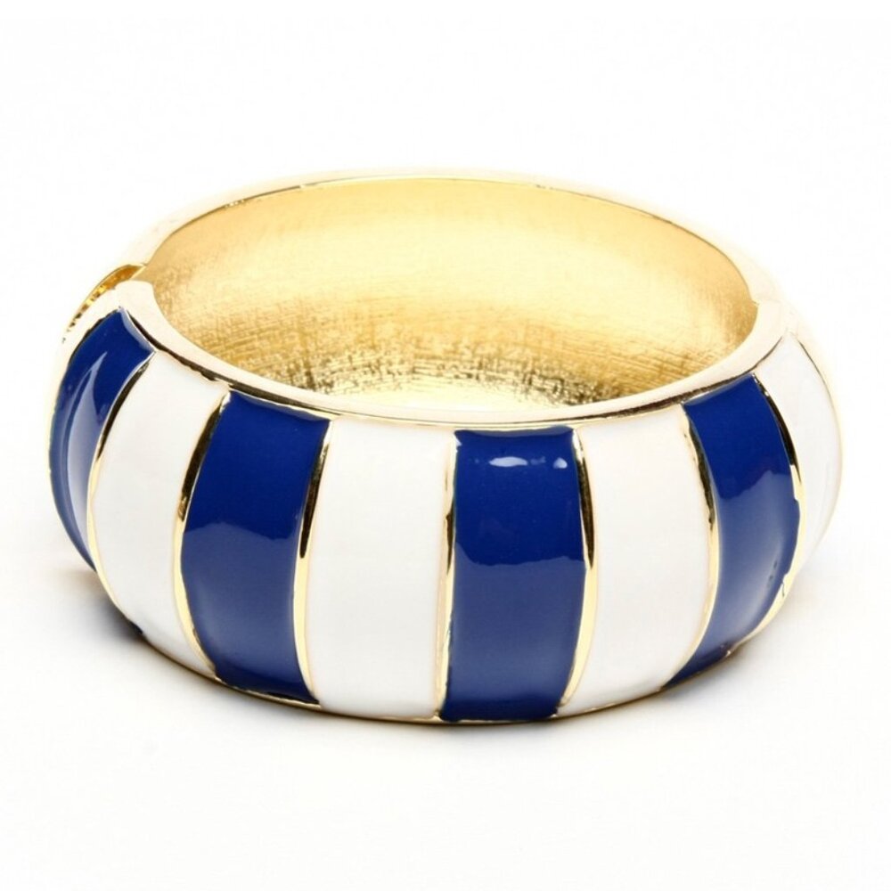 Blue Stripe Moma Hinge Bangle by Amrita Singh